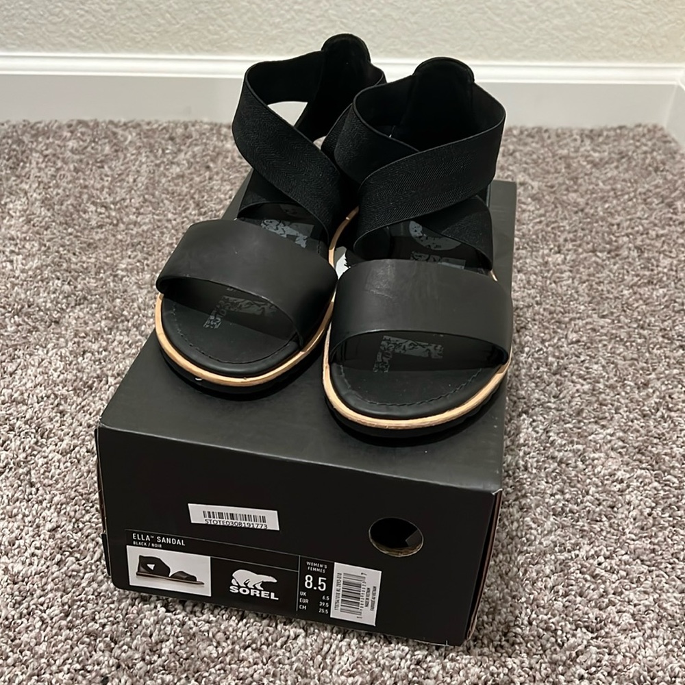 Sorel Ella Sandal - Black - Size 8.5